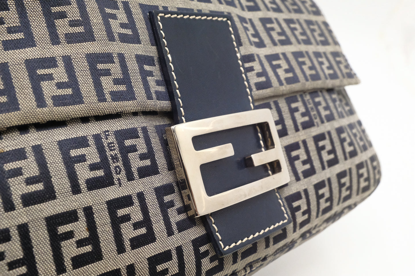Fendi Baguette in Navy Zucca Canvas