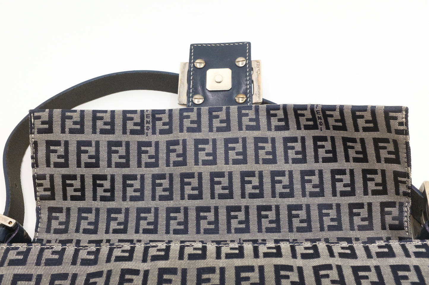 Fendi Baguette in Navy Zucca Canvas