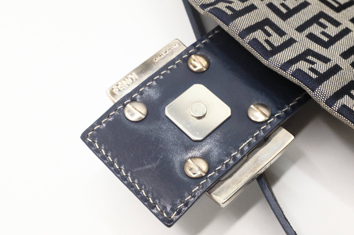 Fendi Baguette in Navy Zucca Canvas