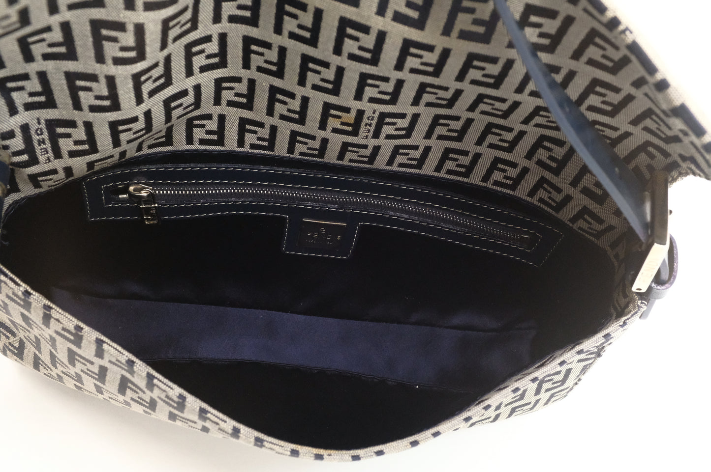 Fendi Baguette in Navy Zucca Canvas