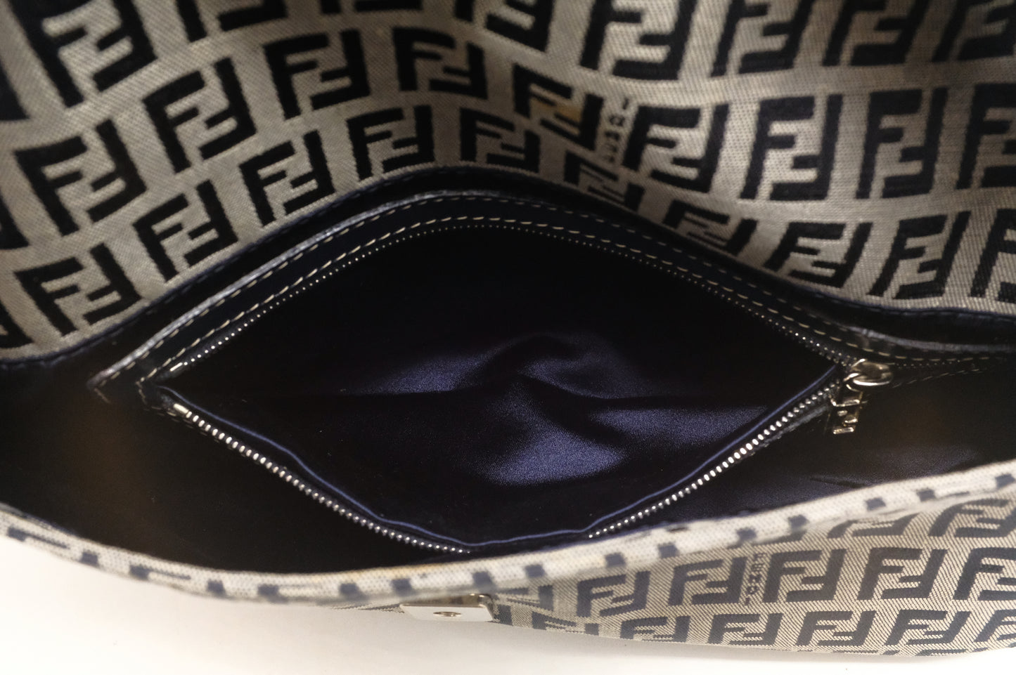 Fendi Baguette in Navy Zucca Canvas
