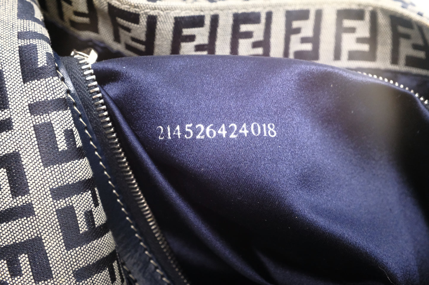 Fendi Baguette in Navy Zucca Canvas