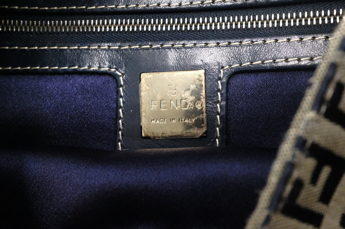 Fendi Baguette in Navy Zucchino Canvas