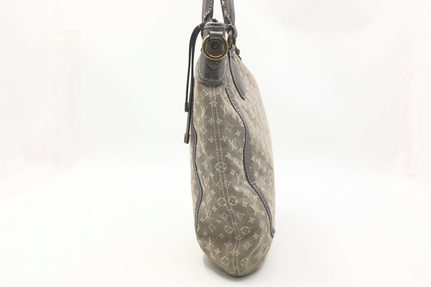 Louis Vuitton Besace Angele in Gray Minilin Canvas and Metallic Silver Leather
