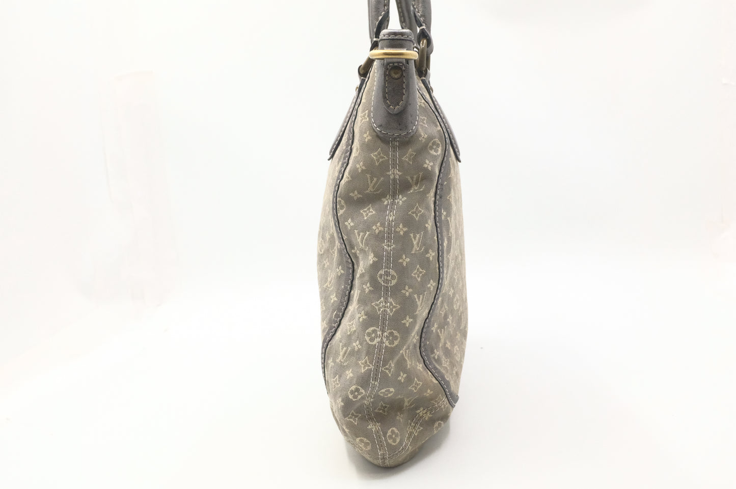 Louis Vuitton Besace Angele in Gray Minilin Canvas and Metallic Silver Leather
