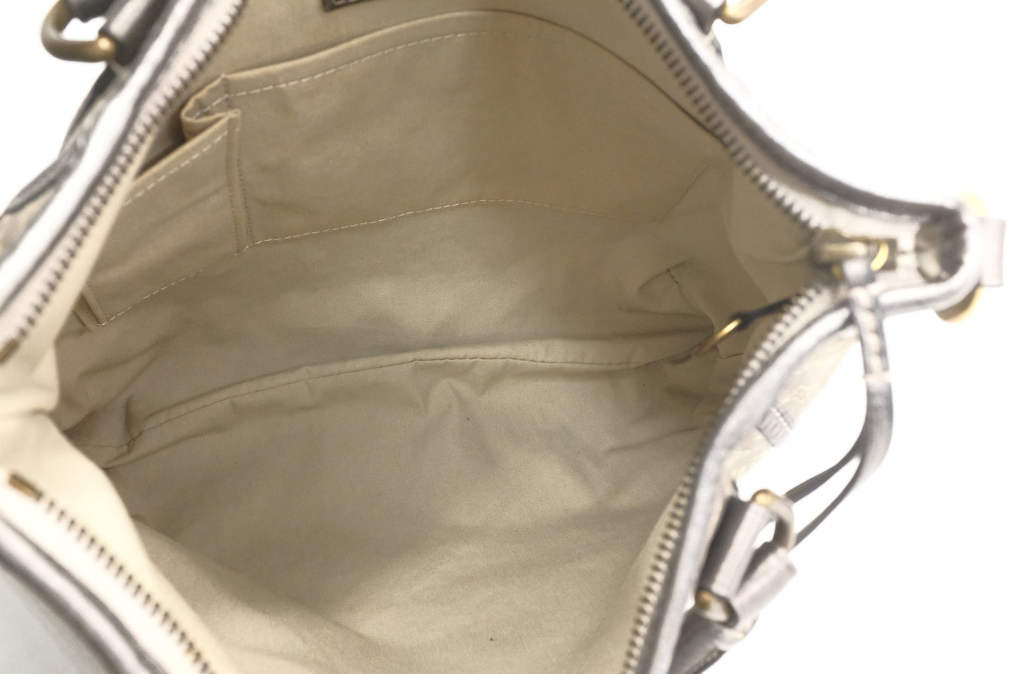 Louis Vuitton Besace Angele in Gray Minilin Canvas and Metallic Silver Leather