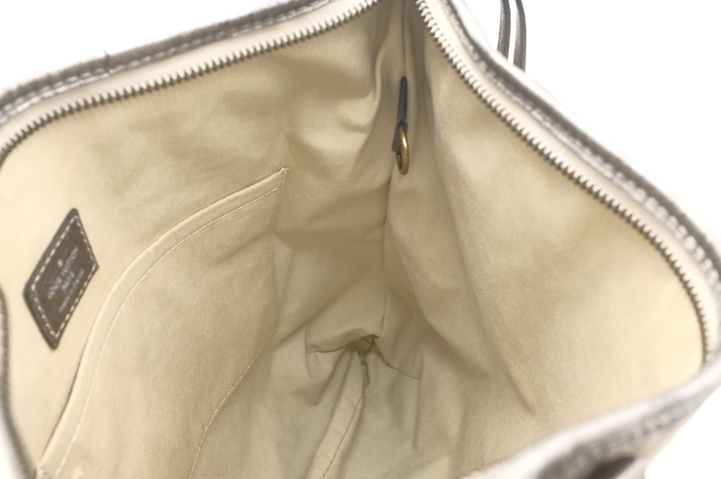 Louis Vuitton Besace Angele in Gray Minilin Canvas and Metallic Silver Leather