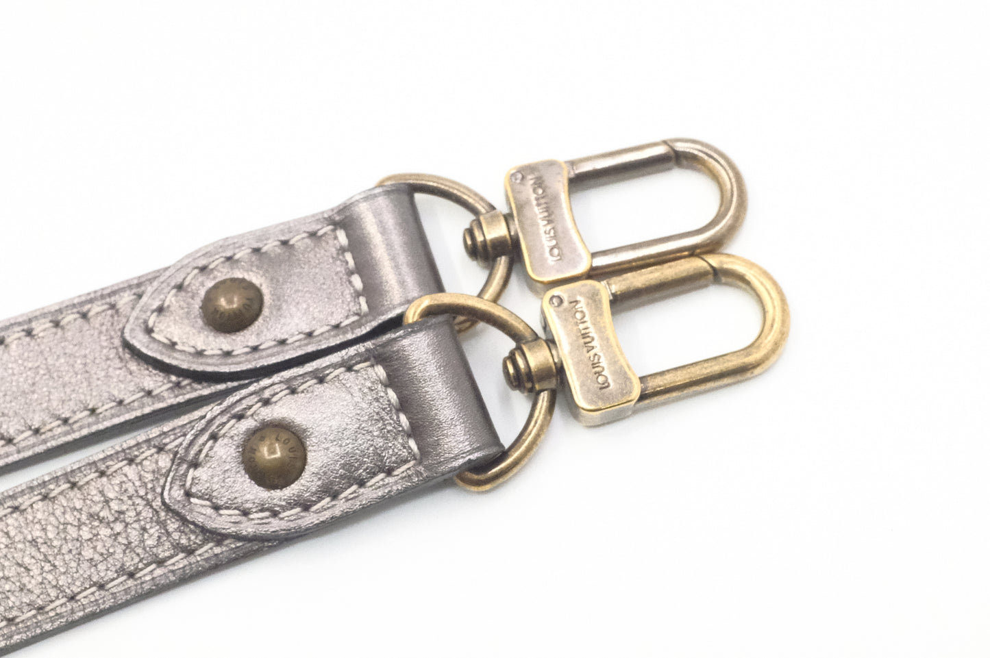 Louis Vuitton Besace Angele in Gray Minilin Canvas and Metallic Silver Leather