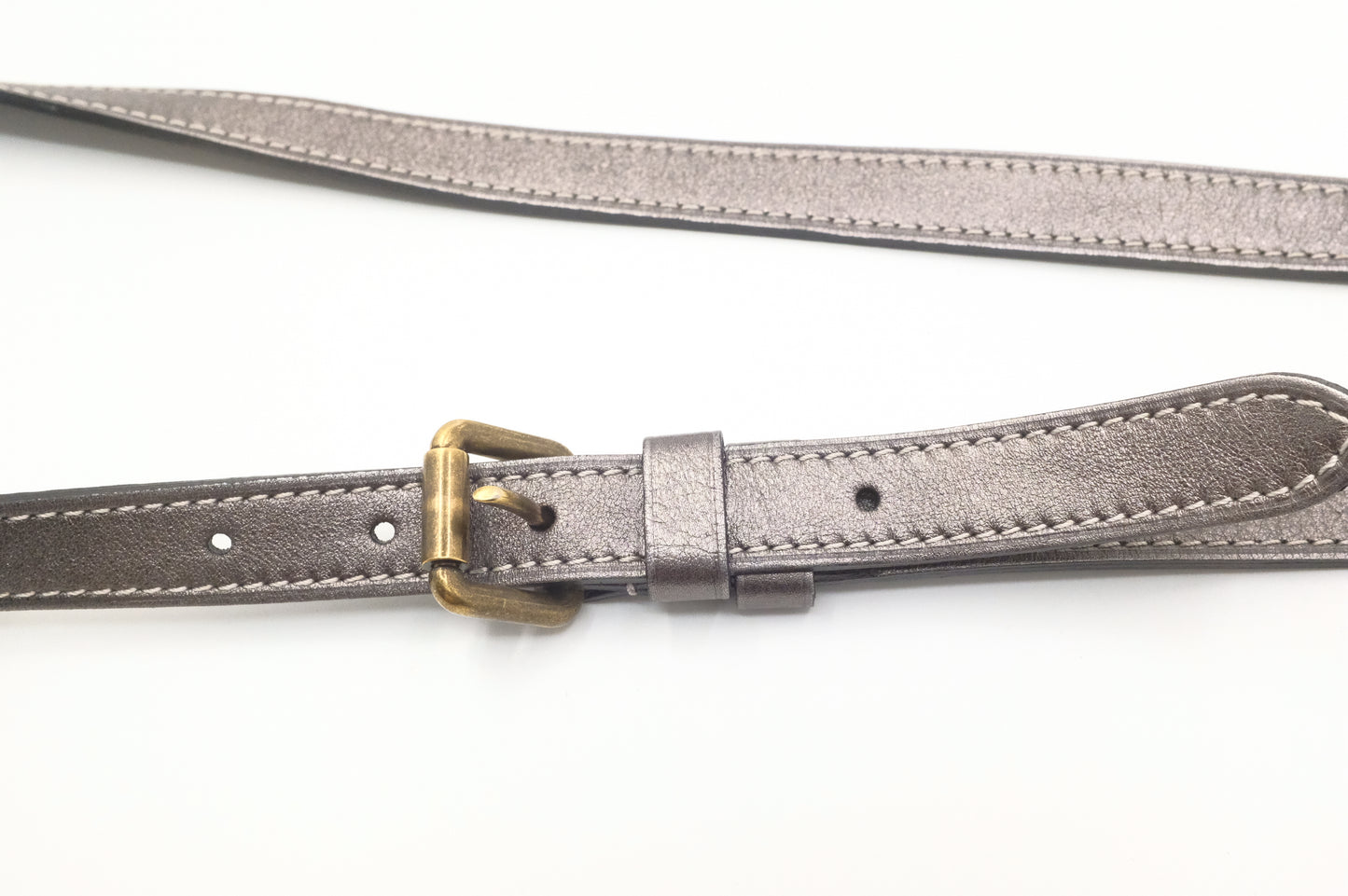 Louis Vuitton Besace Angele in Gray Minilin Canvas and Metallic Silver Leather