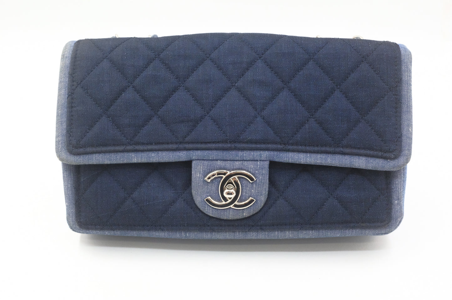 Chanel Medaillon Shoulder Bag in Blue Matelassé Denim Canvas