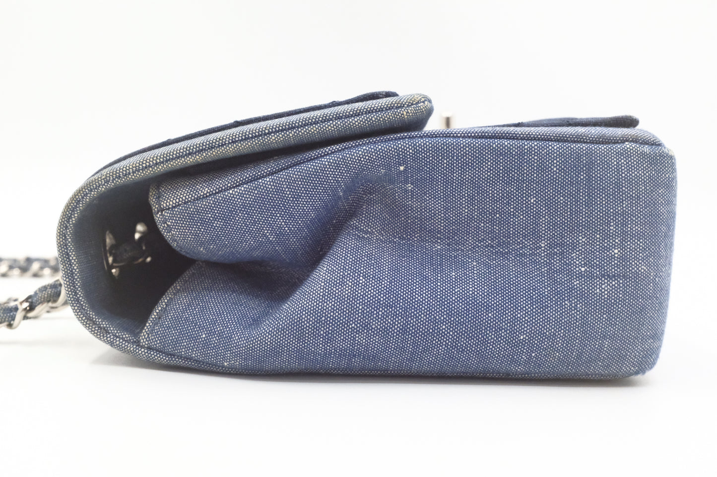 Chanel Medaillon Shoulder Bag in Blue Matelassé Denim Canvas