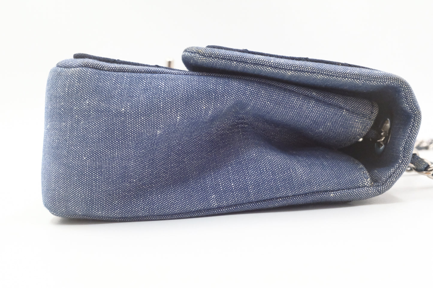 Chanel Medaillon Shoulder Bag in Blue Matelassé Denim Canvas