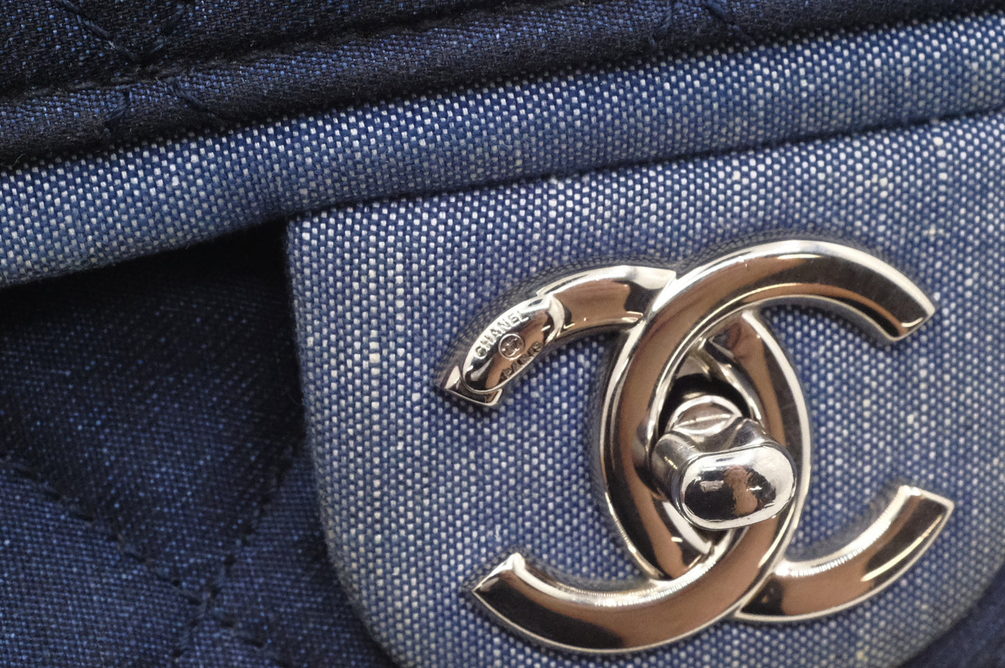 Chanel Medaillon Shoulder Bag in Blue Matelassé Denim Canvas