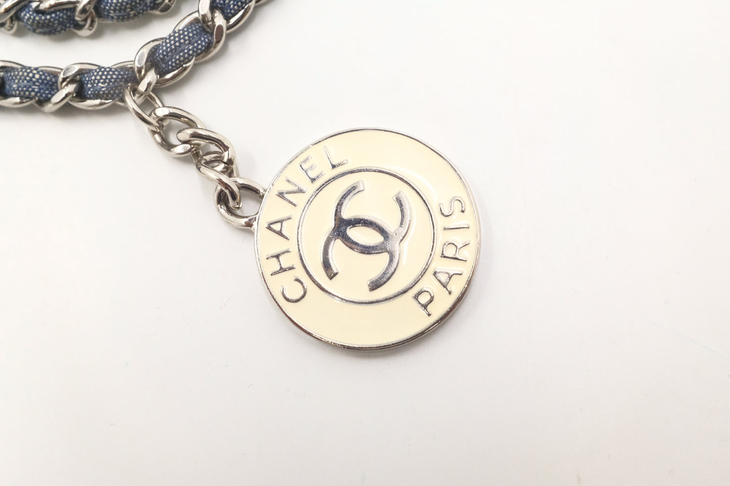 Chanel Medaillon Shoulder Bag in Blue Matelassé Denim Canvas