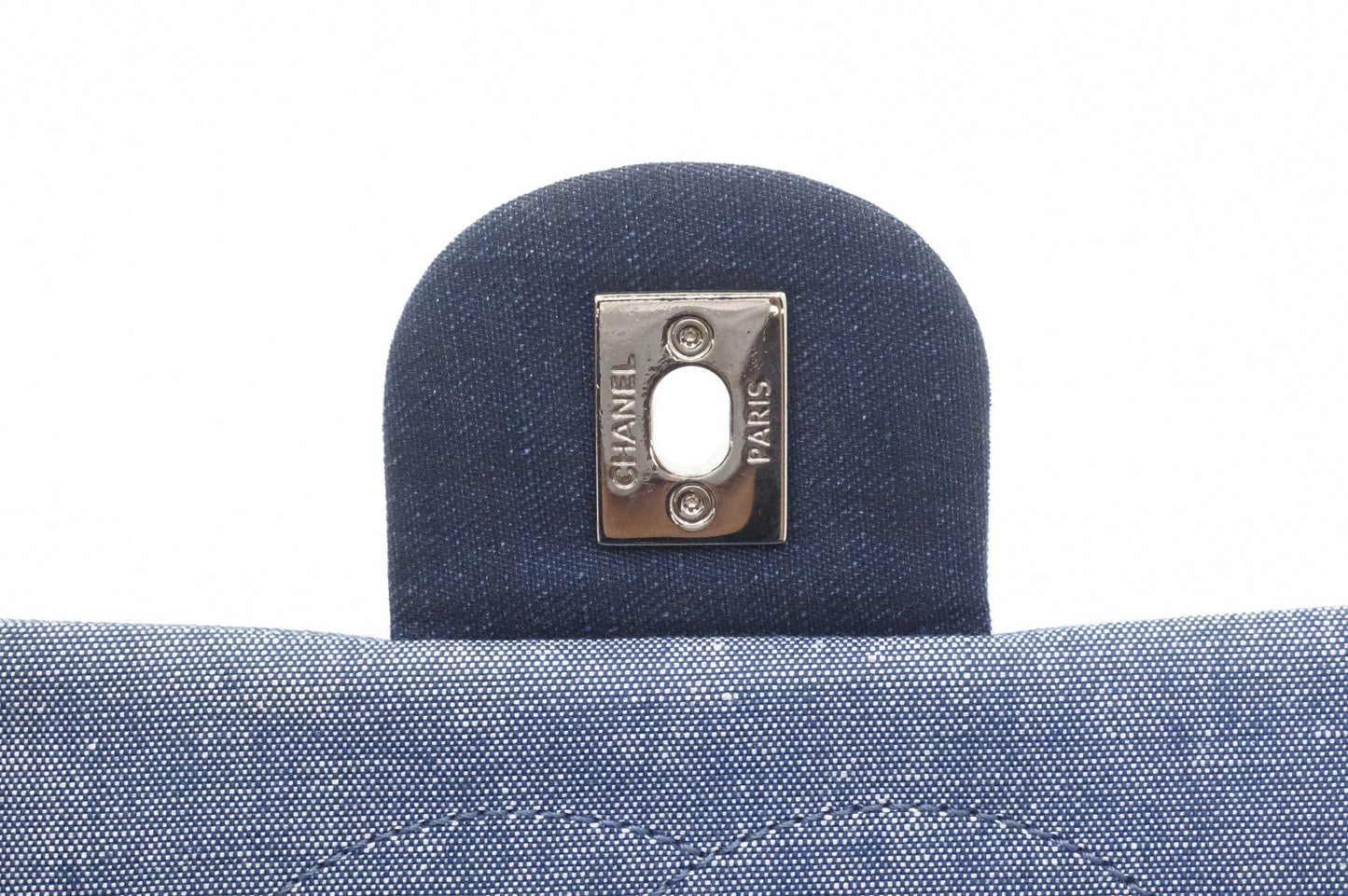 Chanel Medaillon Shoulder Bag in Blue Matelassé Denim Canvas