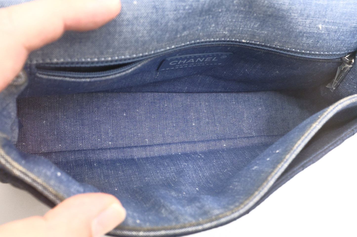 Chanel Medaillon Shoulder Bag in Blue Matelassé Denim Canvas