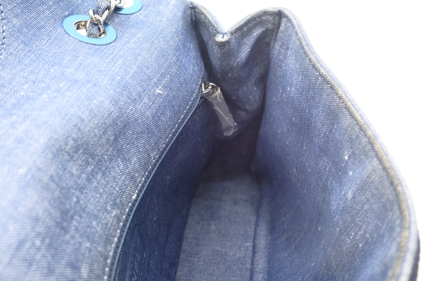 Chanel Medaillon Shoulder Bag in Blue Matelassé Denim Canvas