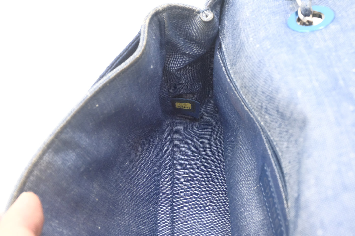 Chanel Medaillon Shoulder Bag in Blue Matelassé Denim Canvas