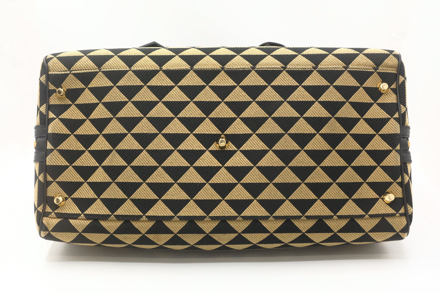 Prada Medium Symbole Travel Bag in Black and Beige Canvas