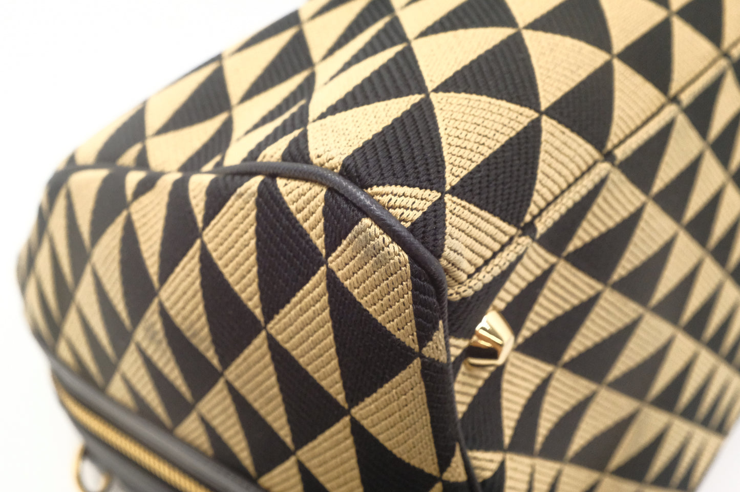 Prada Medium Symbole Travel Bag in Black and Beige Canvas