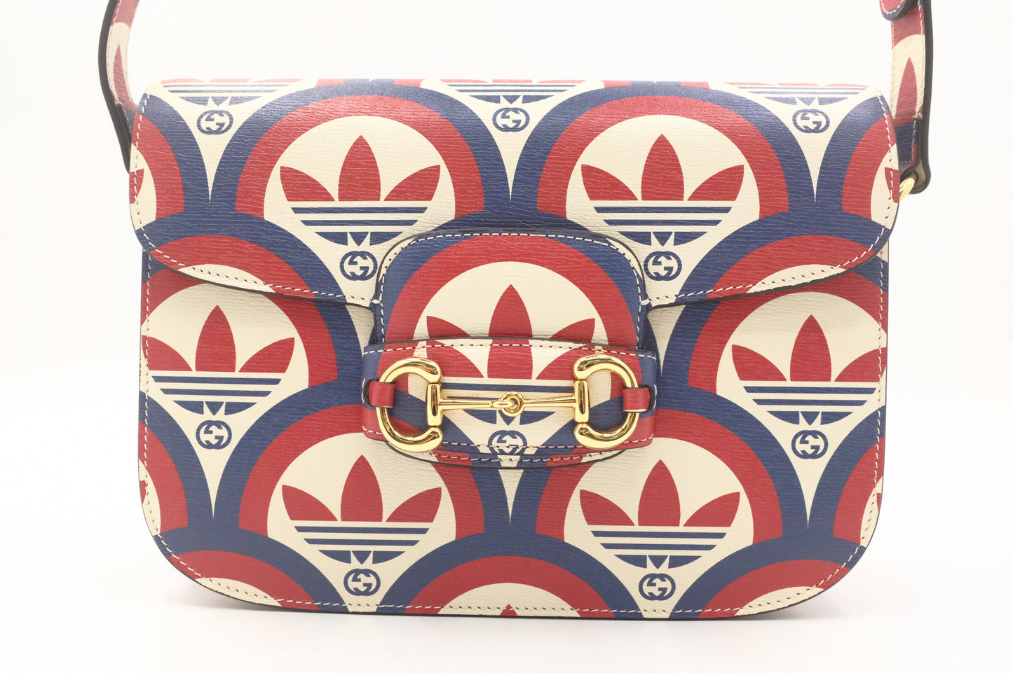 Gucci x Adidas Horsebit 1955 in Blue, White and Red Leather