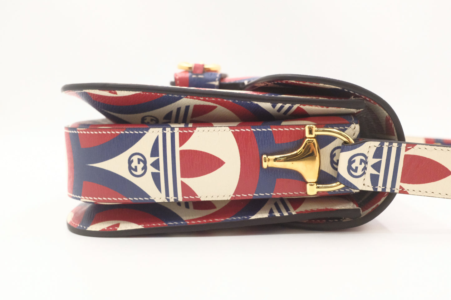 Gucci x Adidas Horsebit 1955 in Blue, White and Red Leather