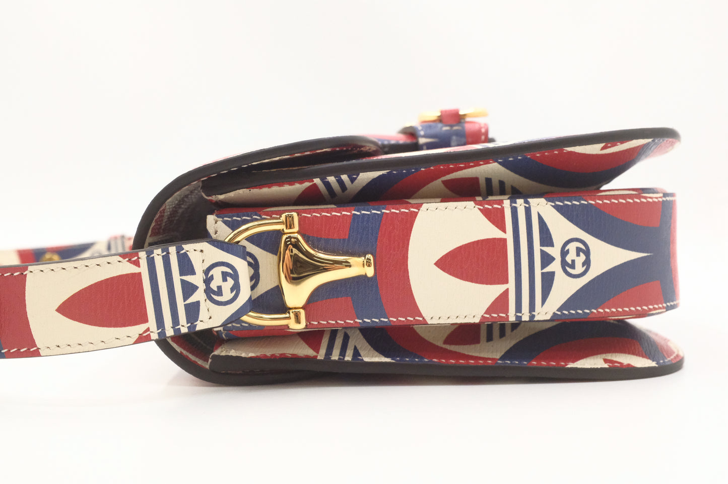 Gucci x Adidas Horsebit 1955 in Blue, White and Red Leather