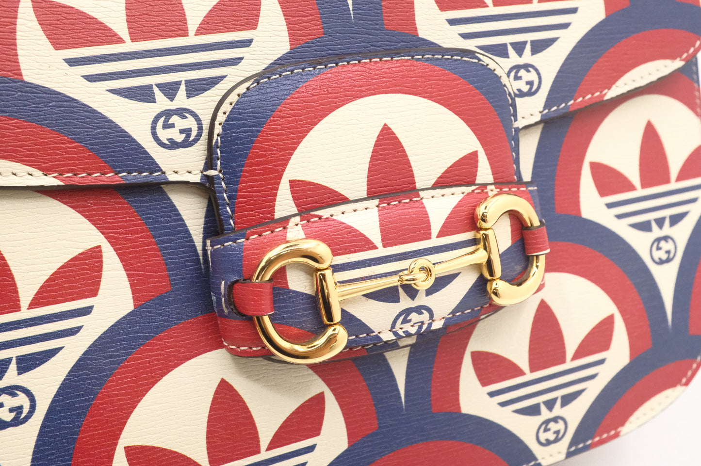 Gucci x Adidas Horsebit 1955 in Blue, White and Red Leather