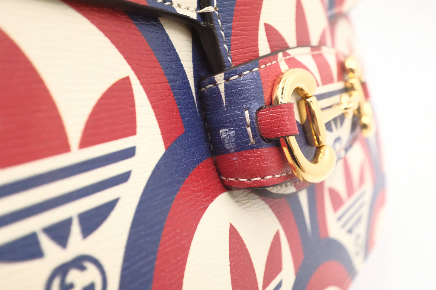 Gucci x Adidas Horsebit 1955 in Blue, White and Red Leather