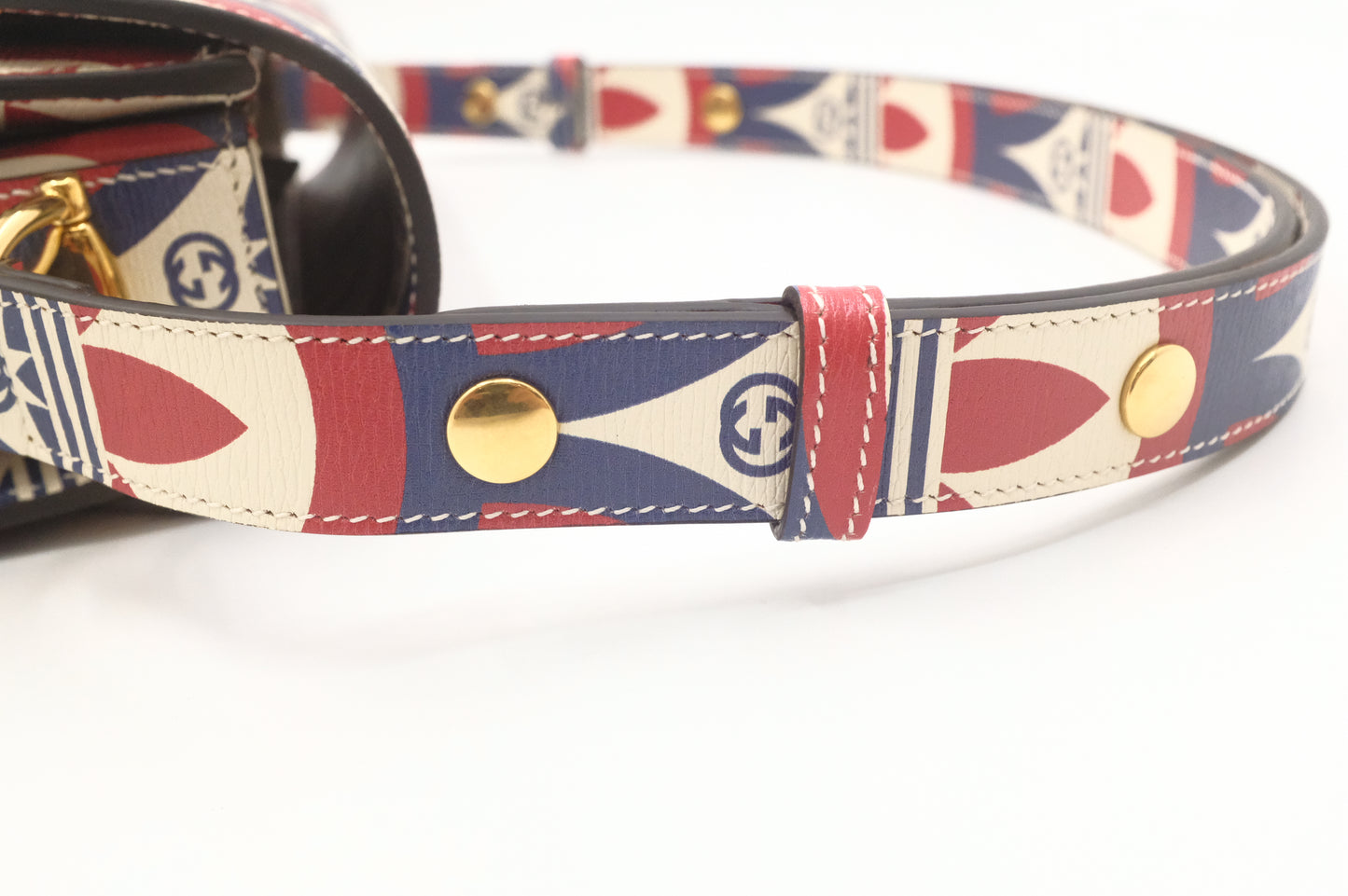 Gucci x Adidas Horsebit 1955 in Blue, White and Red Leather