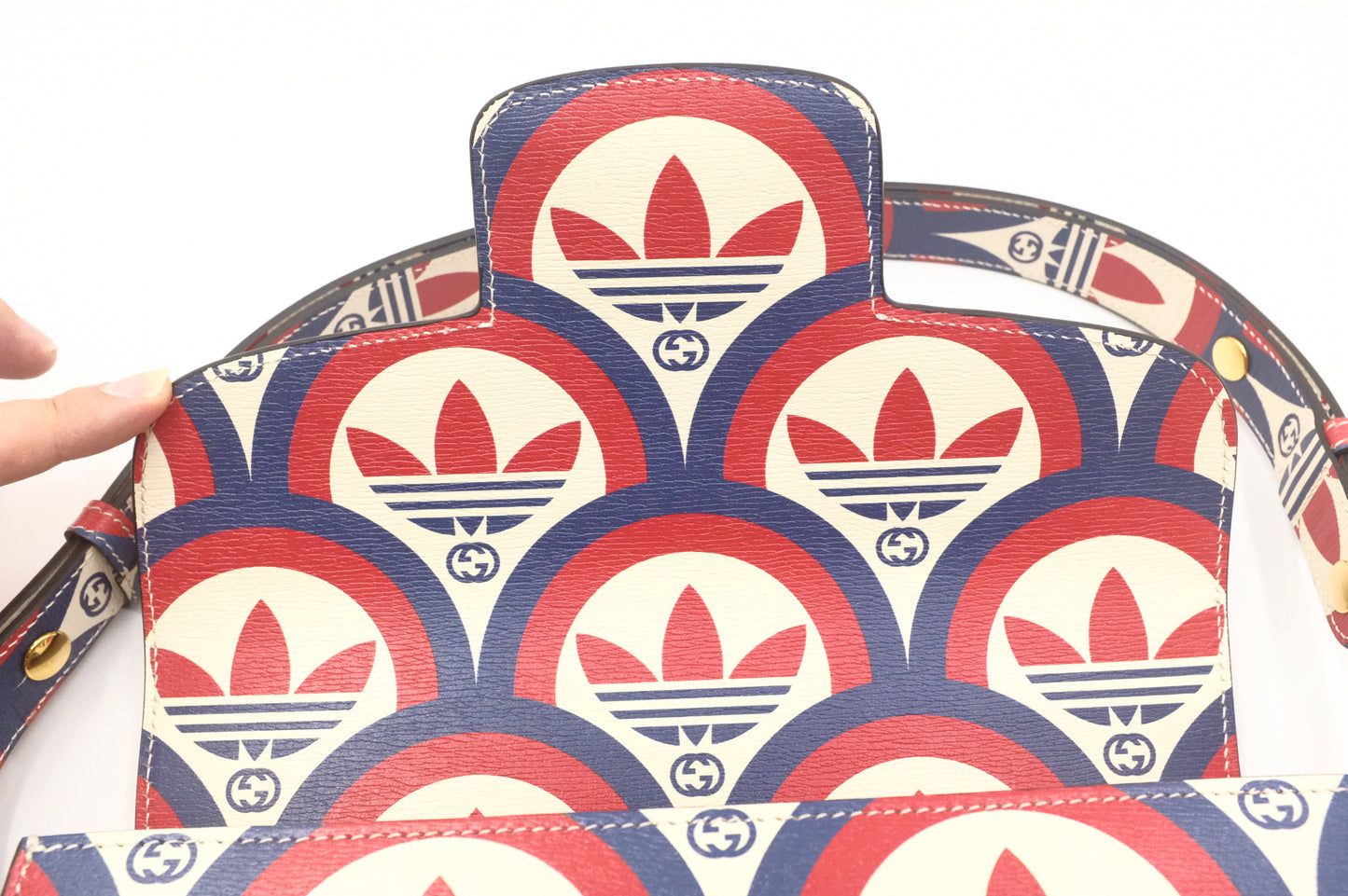 Gucci x Adidas Horsebit 1955 in Blue, White and Red Leather