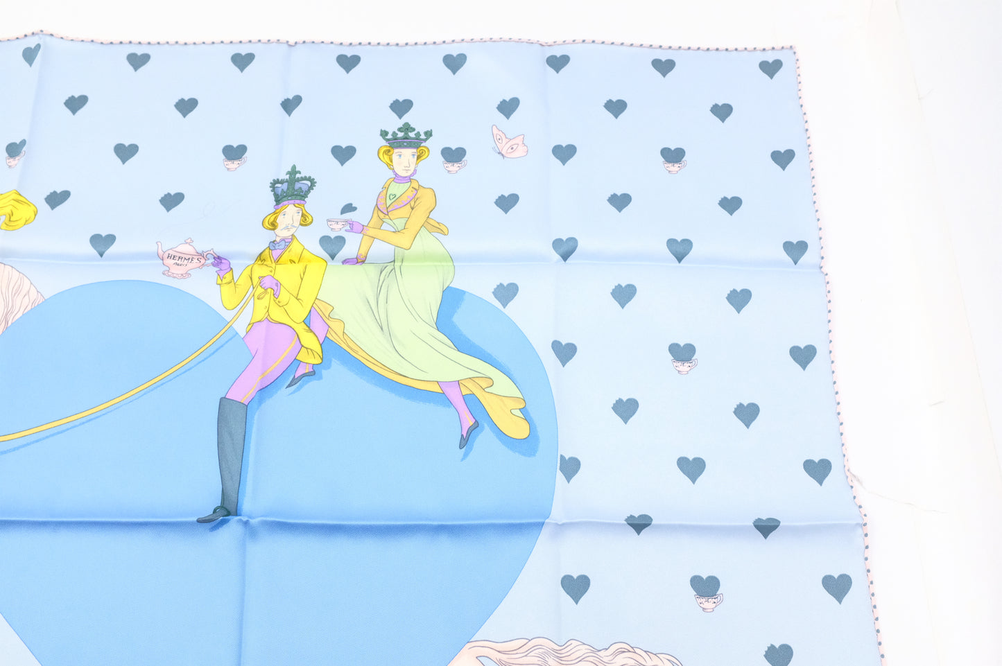 Hermes 'Tea Time' Carre 70 in Blue Silk