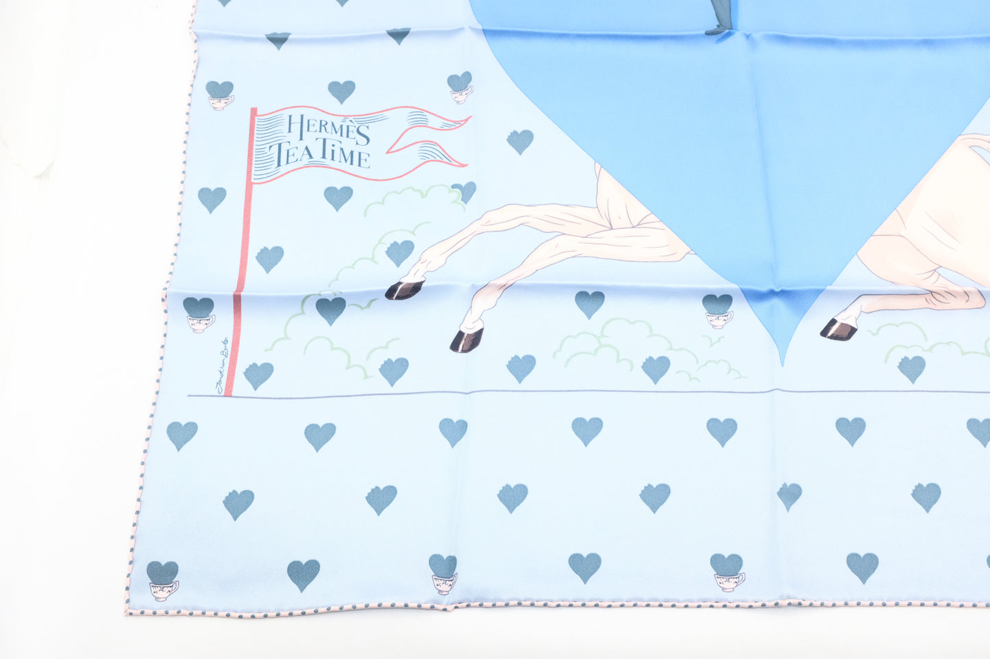 Hermes 'Tea Time' Carre 70 in Blue Silk