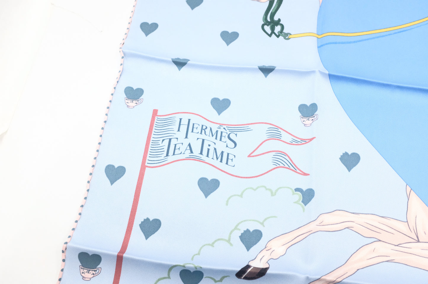 Hermes 'Tea Time' Carre 70 in Blue Silk