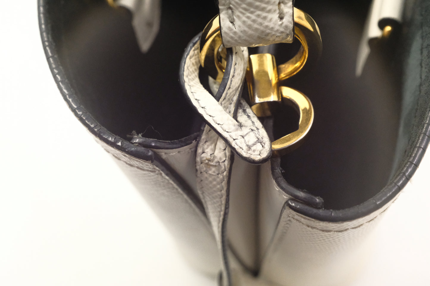 Prada Panier Bucket Bag in White Leather