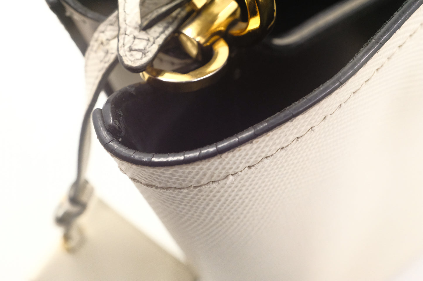 Prada Panier Bucket Bag in White Leather
