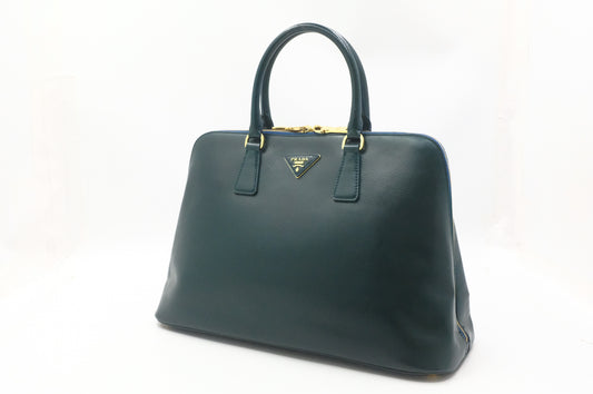 Prada Handbag in Dark Green Saffiano Leather
