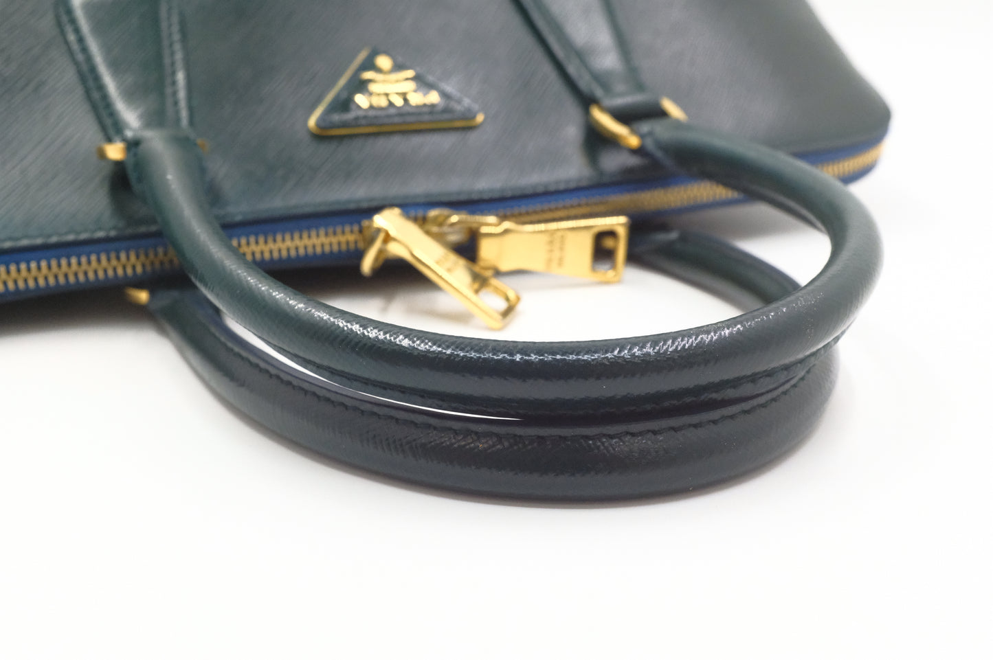 Prada Handbag in Dark Green Saffiano Leather