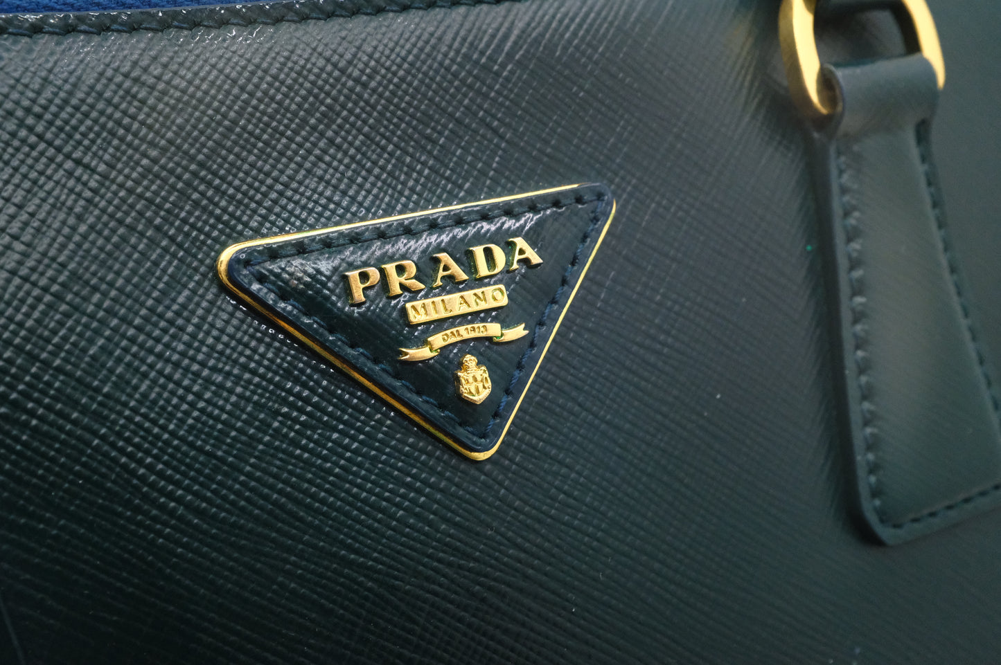 Prada Handbag in Dark Green Saffiano Leather