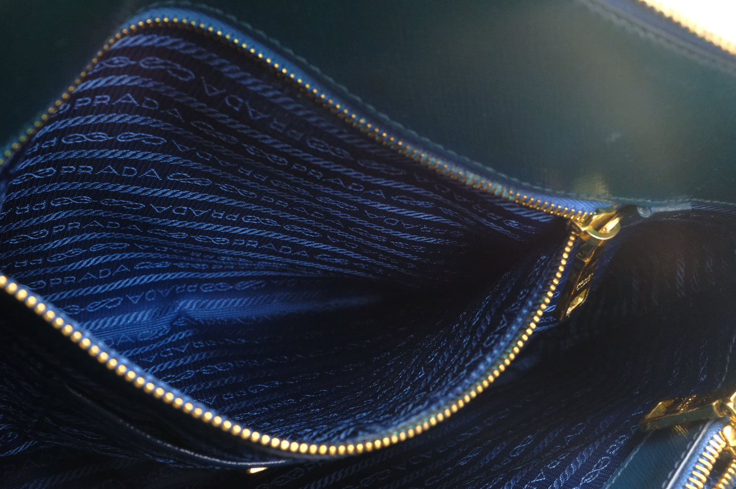 Prada Handbag in Dark Green Saffiano Leather
