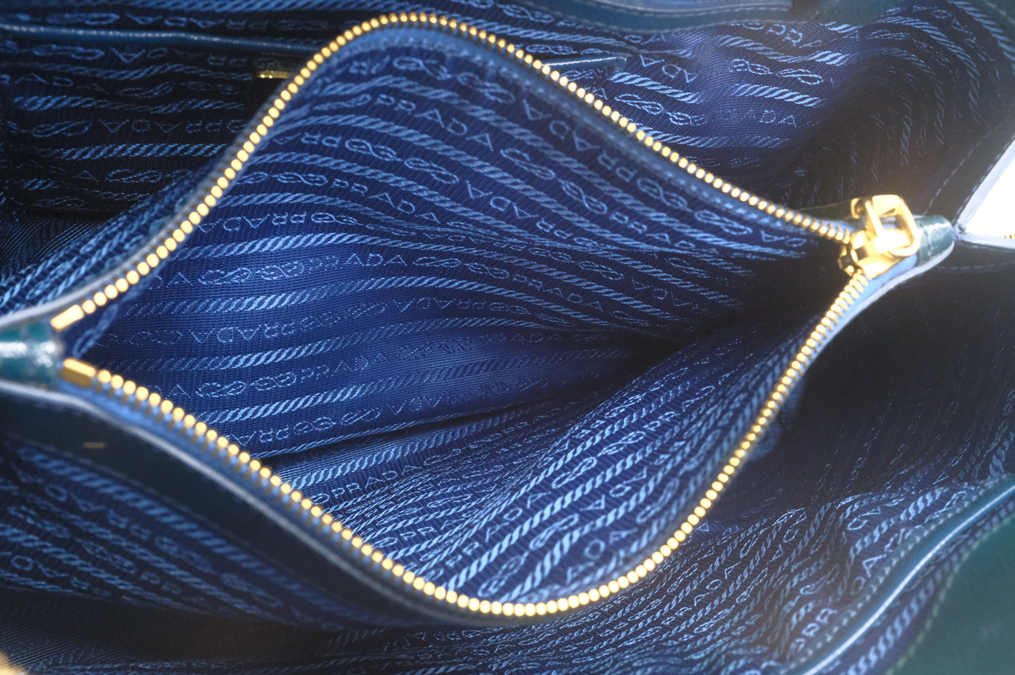 Prada Handbag in Dark Green Saffiano Leather