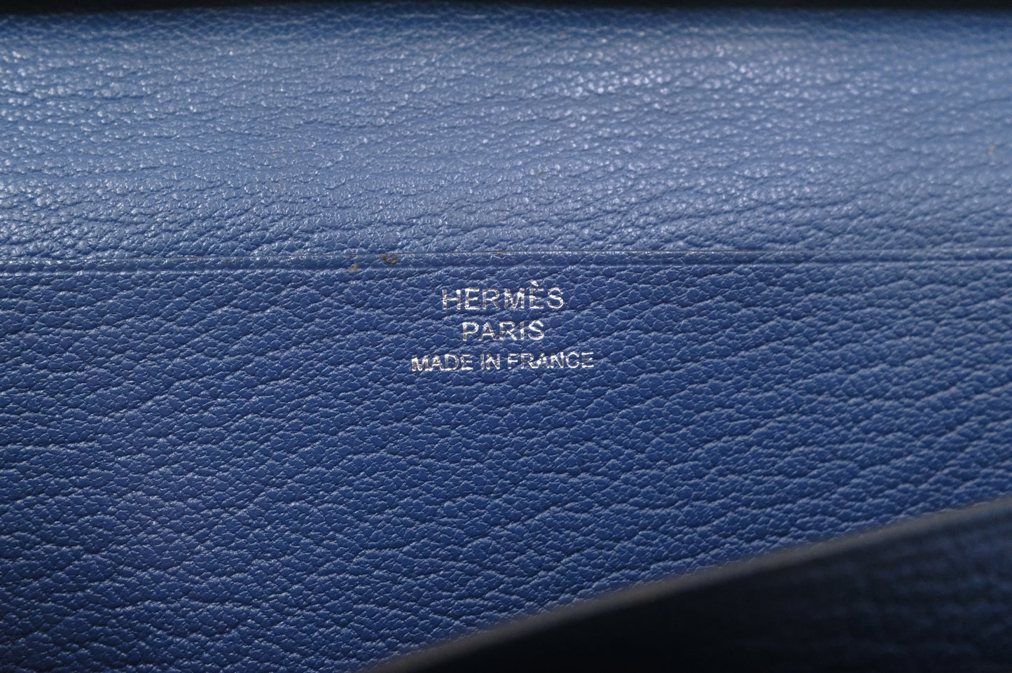 Hermes Bearn Soufflet Wallet in Blue Leather