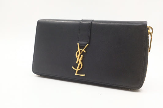 YSL Saint Laurent Zippy Wallet in Black Leather