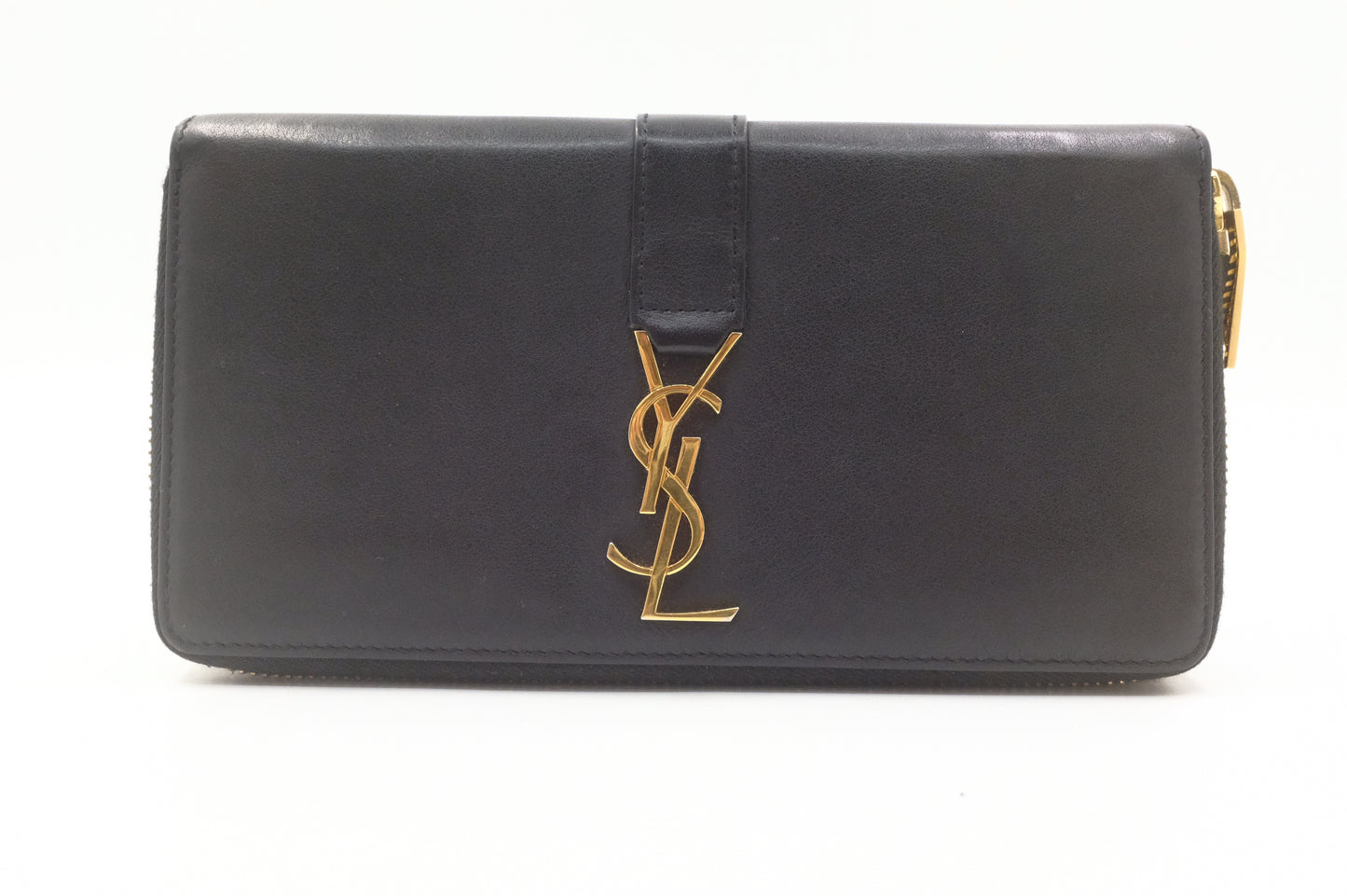 YSL Saint Laurent Zippy Wallet in Black Leather
