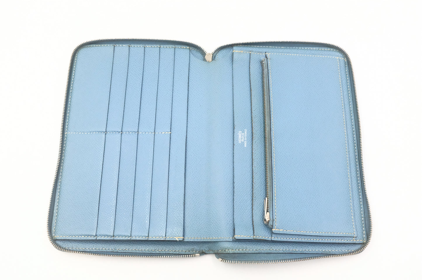 Hermes Globetrotter Zip Agenda in Blue Leather