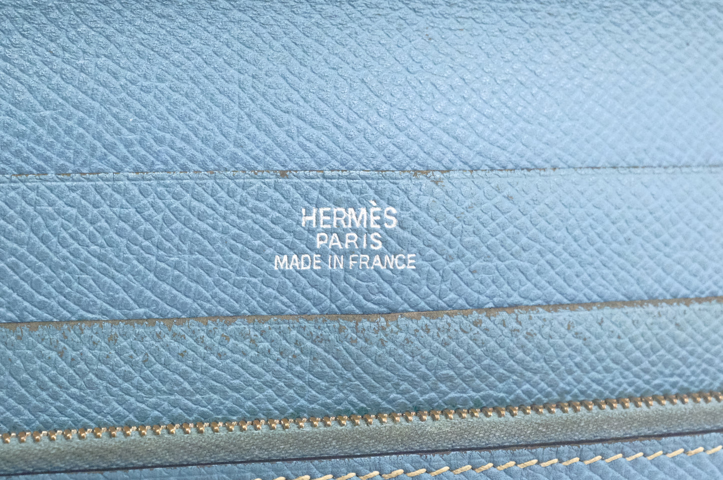 Hermes Globetrotter Zip Agenda in Blue Leather