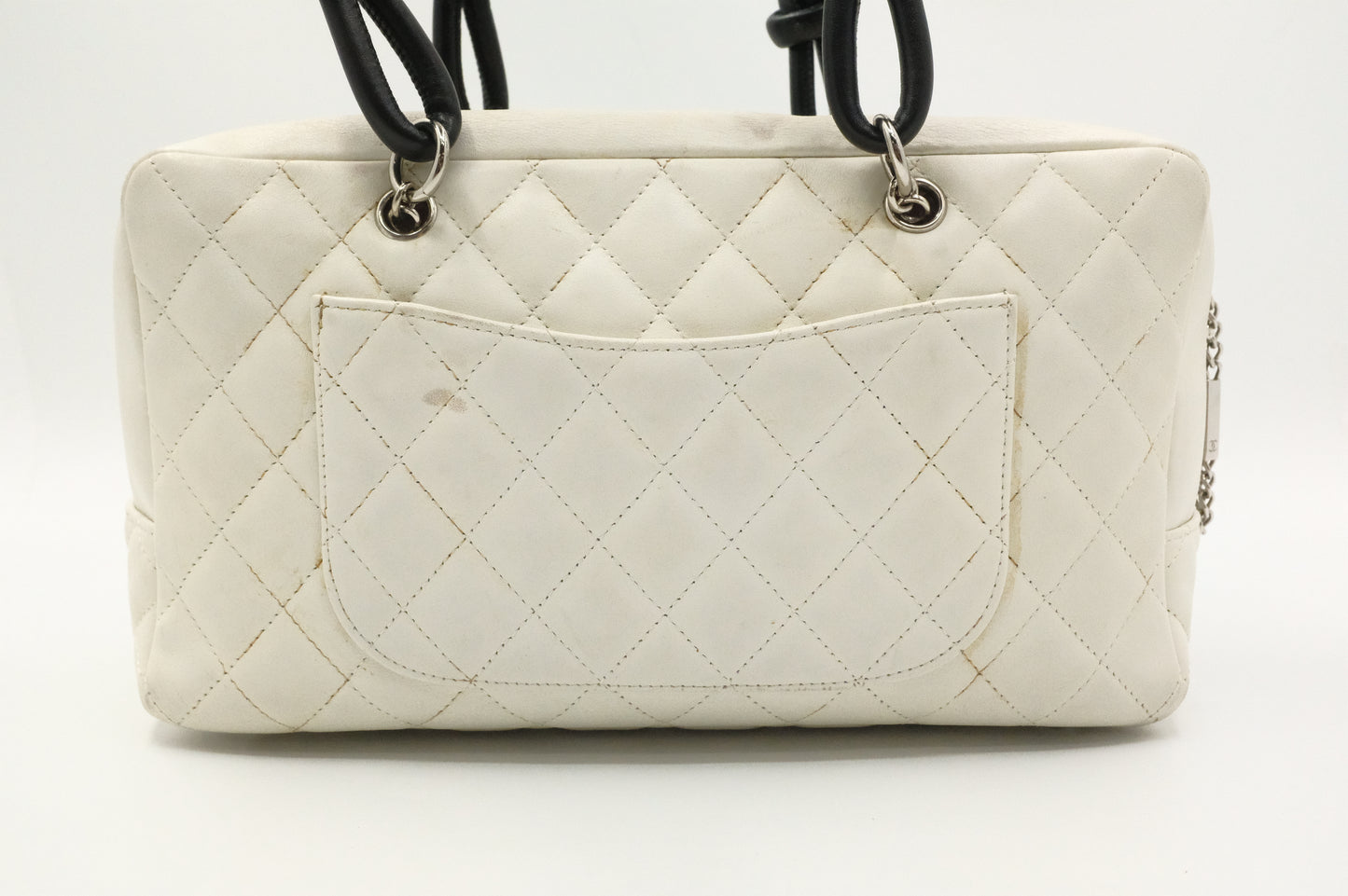 Chanel Cambon Bowling Bag in White Matelassé Leather