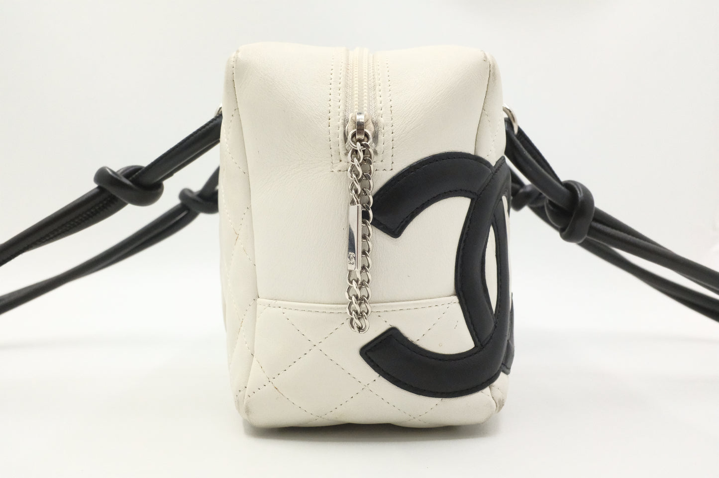 Chanel Cambon Bowling Bag in White Matelassé Leather