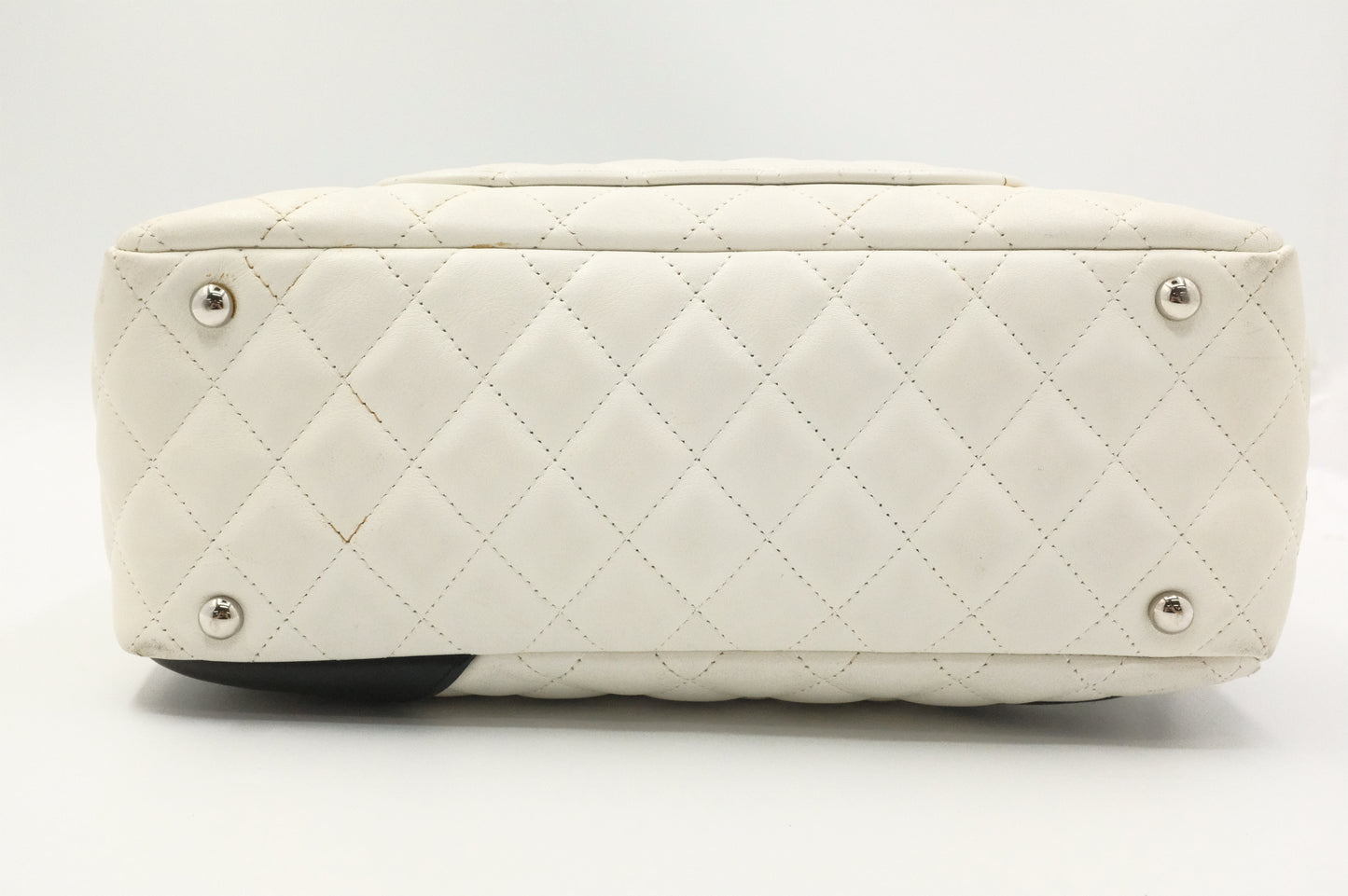 Chanel Cambon Bowling Bag in White Matelassé Leather