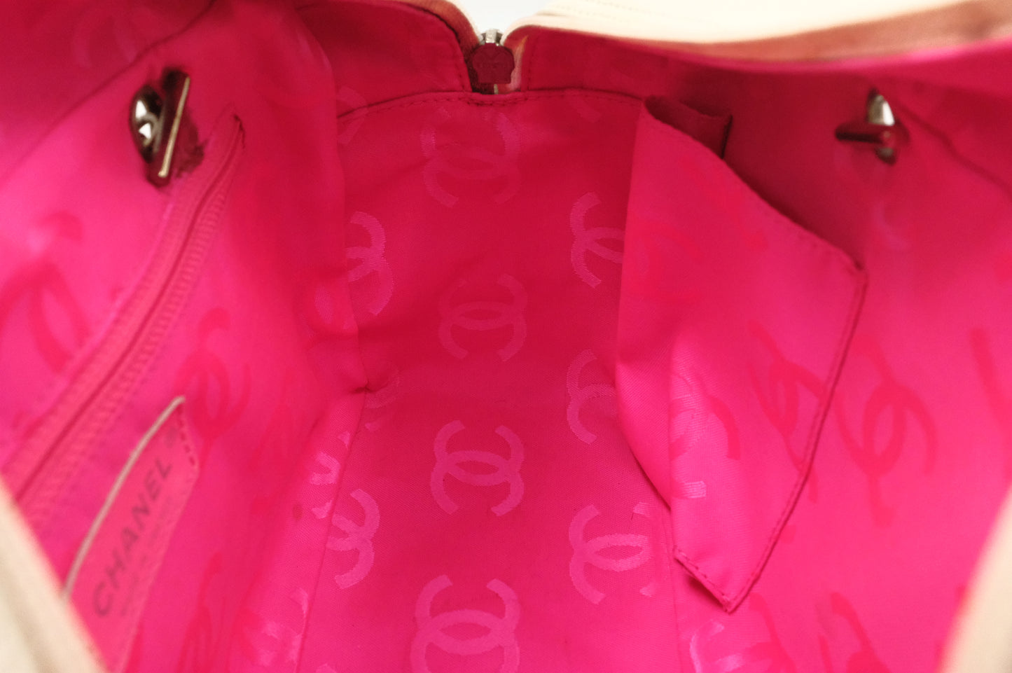 Chanel Cambon Bowling Bag in White Matelassé Leather